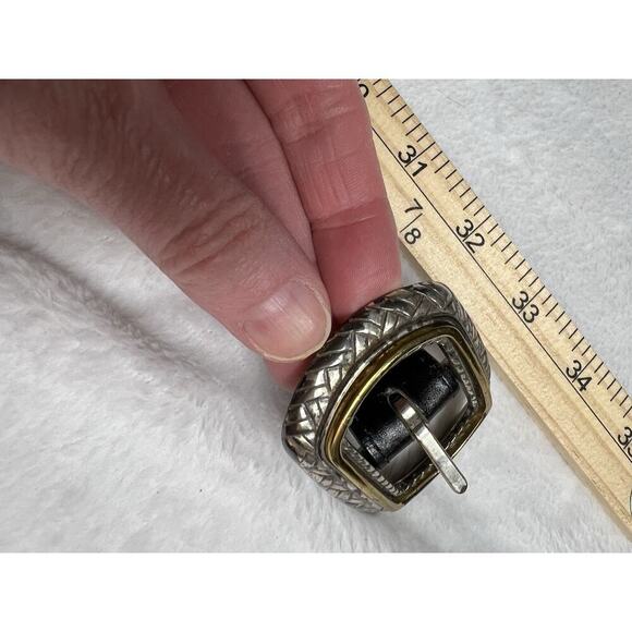 Brighton Women's Reversible Leather Croc Belt Size S 28 Black Brown Brass Silver - Picture 8 of 8